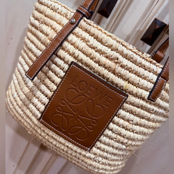 Loewe Basket Tote! Brown leather, straw bag! - Picture 3 of 7